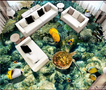 Underwater World Coral Sea Turtle Tropical Fish 3D Floor Tiles waterproof bathroom living room flooring mural
