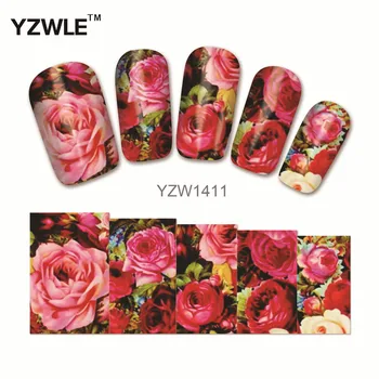 YZWLE 1 Sheet Chic Flower Nail Art Water Decals Transfer Stickers Splendid Water Decals Sticker(YZW-1411)