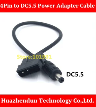 10PCS/LOT  4PIN to DC5.5 round power adapter cable  DC5.5 head switching line 28cm black