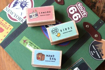 1Pcs New Travel Scener Wooden Stamps Cute DIY Rubber Stamp Creative Korea Seal Stamps H0556