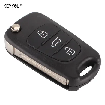 KEYYOU New Car Key Shell Replacement 3 Buttons Flip Remote Key Case Blank Cover For Kia K2 K5 with KiA LOGO