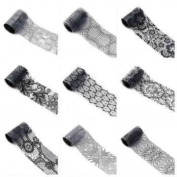 1 roll 4*100 CM Black Lace Starry Sky Design Nail Art Foil Stickers Transfer Decal Tips Manicure Beauty Nail Art DIY Decoration