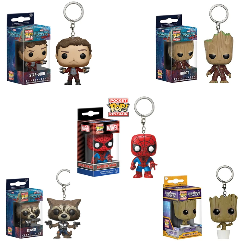 2017 New Keychain Toy Guardians Of the Galaxy 2 Dancing Groot Star-Lord Rocket Potted Bobble Head Tree Man Juguetes 10 Kinds