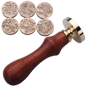 6 Types Blessing Phrases Metal Sealing Wax Clear Stamps Dia 25mm Stamps Wax Seals Delicate Cuprum Stamps For Kids Adults