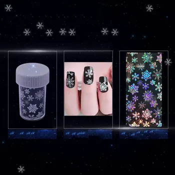 1 roll 120cm*4cm Christmas Snowflake & Ice Nail Foils Holographic Colorful Nail Art Transfer Sticker Paper Decorations