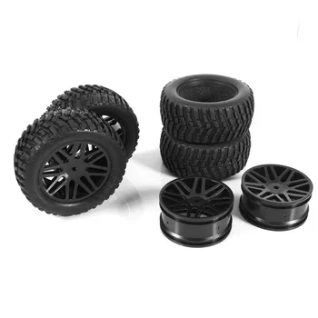 Hot 4Pcs Rubber Tires & Wheel Rims For Black 1:10 Short Course Truck Rally RC Car new arrivel