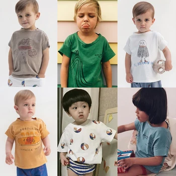 1-6Y 2017 Bobo Choses Boys Girls T Shirts Toddlers Baby T-shirt Summer Cotton Sports Children Kids Short Sleeve Tops Tee Clothes