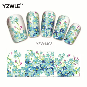 YZWLE 1 Sheet Chic Flower Nail Art Water Decals Transfer Stickers Splendid Water Decals Sticker(YZW-1408)