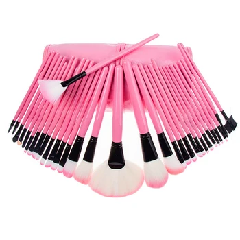 Suitable for salon, party, bride, or home Pink 32pcs Pro soft Makeup Brush Set Cosmetic Brushes Kit+Pouch Bag