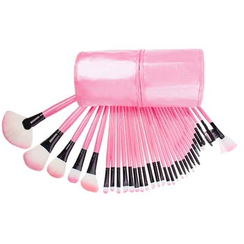 Suitable for salon, party, bride, or home Pink 32pcs Pro soft Makeup Brush Set Cosmetic Brushes Kit+Pouch Bag