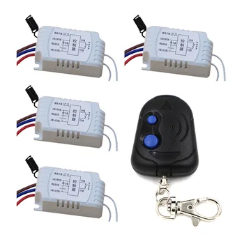 Hot Selling AC220V 1CH RF Wireless Remote Control Switch Simple Operation with Manual Button 4pcs Receiver+1pcs Transmitter