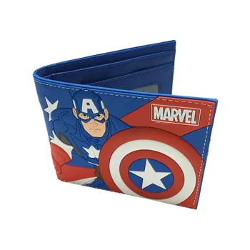New Desigh PVC and PU Leather Anime Wallet Captain American Deadpool Spiderman Super Mario Wallets With Card Holder