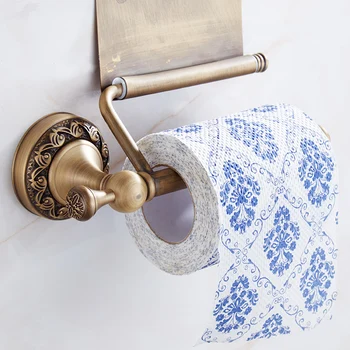 BOCHSBC Toilet Roll Paper Holder European Classic Antique Embossed Base Bronze Paper Towel Holder Bathroom Toilet Roll Holder