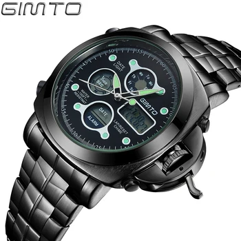 2017 New Fashion Men Watches Full Steel Clock Digital LED Waterproof Watch Sports Military Quartz Wristwatches relogio masculino