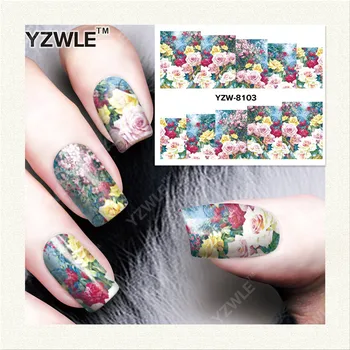 YZWLE 1 Sheet DIY Decals Nails Art Water Transfer Printing Stickers Accessories For Manicure Salon YZW-8103
