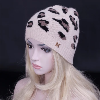 European style winter Thick wool hat Fashion women Skullies Beanies hat Personality leopard grain wool caps bonnet