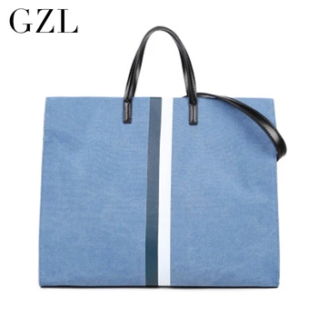 GZL 6 color Shopping Bag Canvas Shoulder stripe handbag brand women bag Large Capacity Tote 2016 New Fashion HB0004