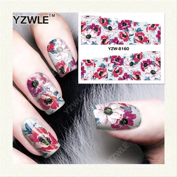 YZWLE 1 Sheet DIY Decals Nails Art Water Transfer Printing Stickers Accessories For Manicure Salon YZW-8160