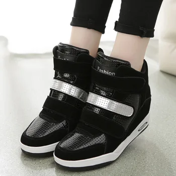 Korean thick soled height increasing shoes 2017 fashion women's casual shoes woman pu suede leather shoe chaussure femme T042201
