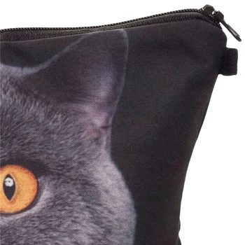 Women Neceser Portable Make Up Bag Case 3D Printing British Blue Cat Organizer Bolsa feminina Travel Toiletry Bag Cosmetic Bag