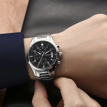 BINSSAW Brand Sport Chronograph Men's Watches Relogio masculino Luxury Waterproof Fashion Quartz Watch Clocks Dropshipping