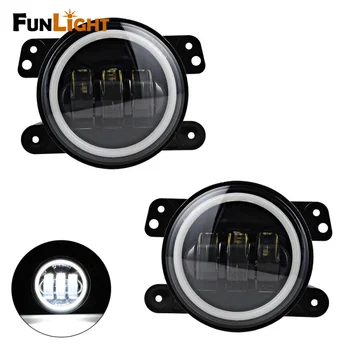 4 inch 30W LED Spot Fog Lamps Auxiliary Light With white DRL Light Passing Light For Jeep Wrangler JK CJ TJ