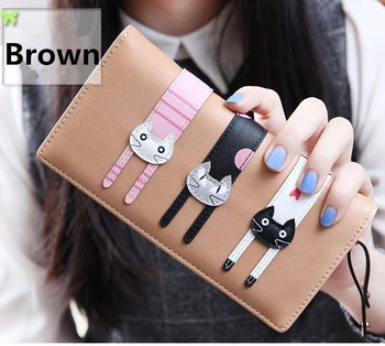 Hot Sell !New Fashion Women Cat Wallet Long Short Cartoon purse Female Card Holder Lady clutch coin purse Female zipper notecase