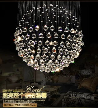 Crystal pendant lamp round led guest dining room lamp of modern simple and comfortable double staircase line bedroom clothes