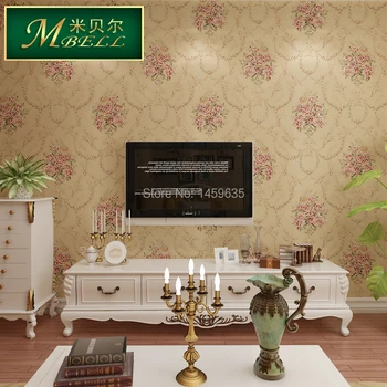 The New Non-Woven Wallpaper European Retro Living Room Bedroom Garden Flower Wallpaper Backdrop American Country