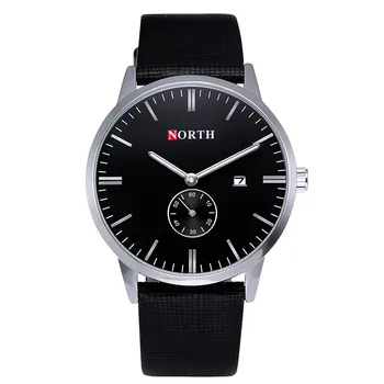 NORTH Top Brand Watch Auto Date Leather Strap Quartz-Watch Men Watch Fashion Casual Waterproof Watches montre homme reloj hombre