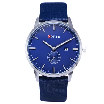 NORTH Top Brand Watch Auto Date Leather Strap Quartz-Watch Men Watch Fashion Casual Waterproof Watches montre homme reloj hombre