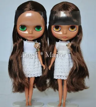 Nude Blyth Doll, Coffee hair,Dark skin, big eye doll,Fashion doll Suitable For DIY Change BJD , For Girl's Gift