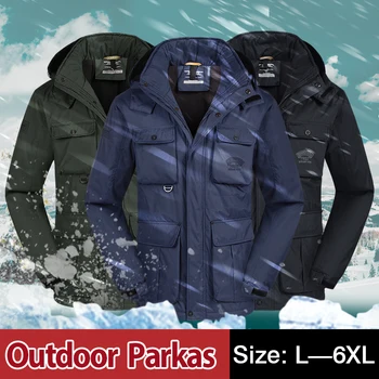 Brand Casual Parka Winter Jacket Men Coat Warm 2017 Multi Pocket Plus size 4XL 5XL 6XL MA806
