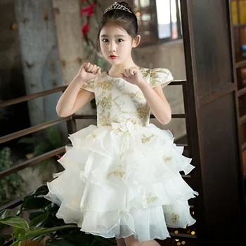 Flower girl new princess tutu dress for wedding party summer for size 3 4 5 6 7 8 9 10 years kid presided over the costumes