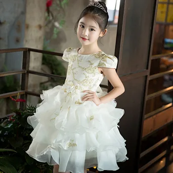 Flower girl new princess tutu dress for wedding party summer for size 3 4 5 6 7 8 9 10 years kid presided over the costumes