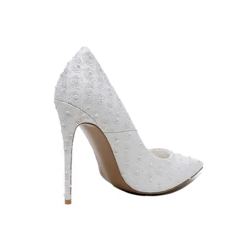2017Spring/Autumn new hot white high heels shoes pumps elegant high heel with shallow wedding shoes bride white