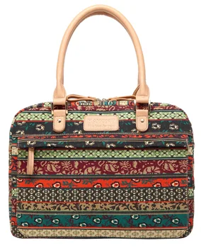 KAYOND Canvas Red Bohemia Style Print Women Shoulder Bag Handbag Laptop Sleeve Bag Messenger With Shoulder Belt 13 14 15 inch