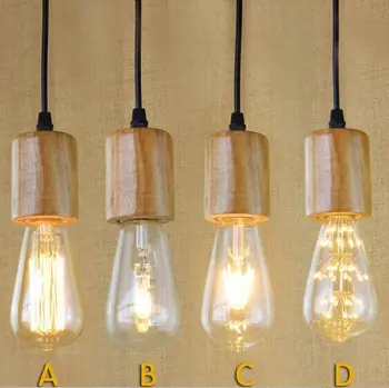 Industrial Vintage Pendant Lights Indoor Lighting ,Wood Retro Loft Style Pendant Lamps,Lustres E Pendente De Teto