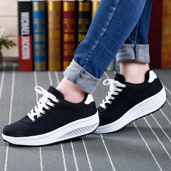 2017 spring Summer Shoes Women Causal Fashion Walking Flats Height Increasing Women Loafers Breathable Female Swing Wedges Shoes