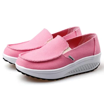 2016 Women Spring/Summer 6 Colors Canvas Flat Platform Casual Shoes Womens Walking Shoes Woman Solid Swing Weight Loss Shoes