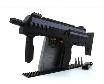 Mylb 508pcs MP7 Submachine Assault GUN Weapon SWAT Arms Model 1:1 3D DIY Building Blocks Bricks Children kIDS Toy Gift