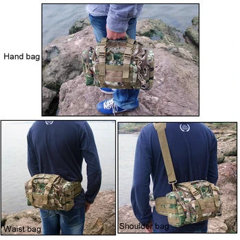 Pisfun Canvas Fishing Bag Multifunctional Men Shoulder & Waist & Hand Bag For Fishing Cycling Hiking Sport Climbing 7 Color
