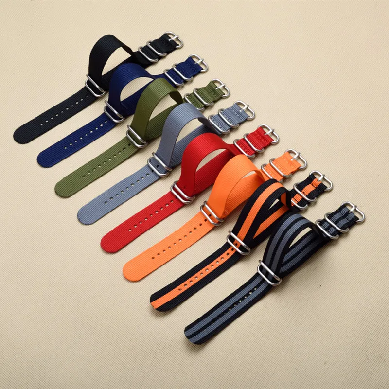 New 5 Ring Watchband Military Quality Nylon ZULU NATO 16mm 18mm 20mm 22mm 24mm For G10 Watch Strap Black Navy Multiple color