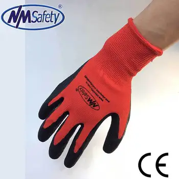 NMSafety Red Polyester/ Nylon Knitted Dipping/Coating Rubber/Latex Garden Glove