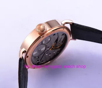 46mm parnis PVD case Asian 6497 Mechanical Hand Wind movement Fashion watches Men's watch Mechanical Wristwatches 292H
