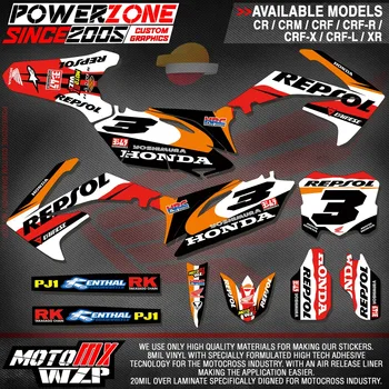 CRF250 CRF450 R X CR125 250 Customized Graphics Backgrounds Repsol Custom Decals Stickers Motorcycle Dirt Bike Racing Kit