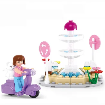 Cat Fountain Building Blocks Compatible with Legoelieds Playmobil for Girls Educational Toys for Children with Original Box 0519