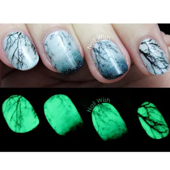 14pcs Luminous Nail Wraps Glow in Dark Nail Sticker Retro-style Bridge Cocoanut Tree Pattern Nail Art Stickers #9844
