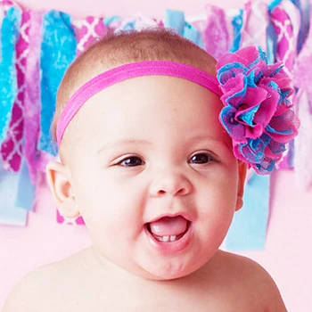 TWDVS Newborn Colourful Flower Hair Bands for Kids Beautiful Net Yarn Headband Kids Headwear Flower Hair Accessories W225