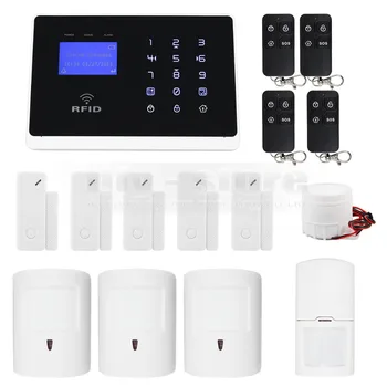 DIYSECUR Wireless & Wired Defense Zones APP Controlled GSM Autodial Home Security Alarm System + Pet Friendly PIR + RFID